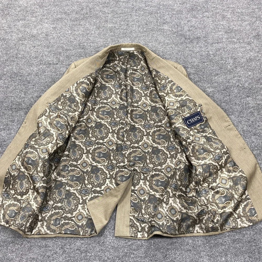 Chaps Blazer Mens 46 Long Beige‎ Poly Rayon Sport Coat Classic Dress Jacket
